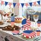 4th of July Patriotic Party Supplies Sets Disposable Plates Napkins Cups Tablecloth